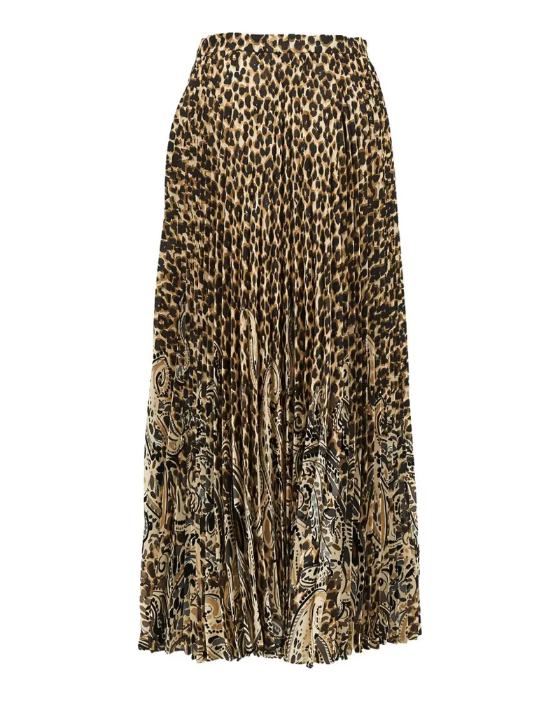 Etro Mixed Print Pleated Skirt — Brown Brown