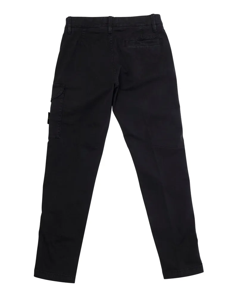 Stone Island Boys' Black Cargo Pants With Logo Patch Cotton Trousers Black
