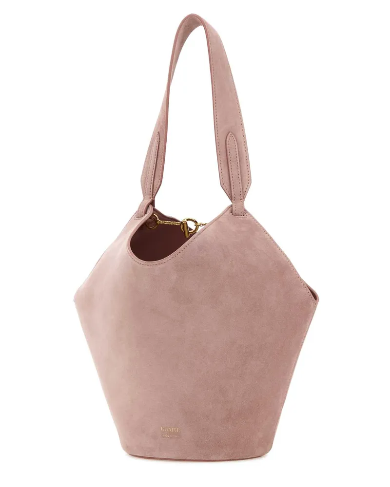 KHAITE Women's Pink Suede Mini Lotus Shoulder Bag Dustypink Baby Calfskin Borse A Mano Pink