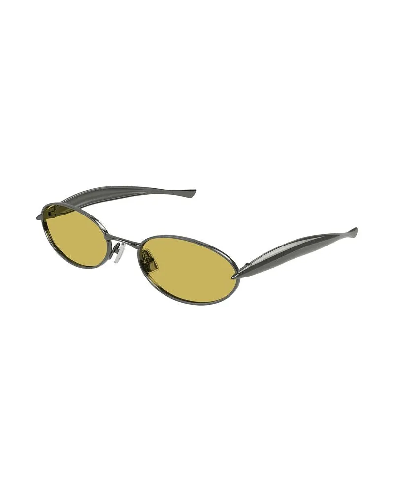 Bottega Veneta Unisex Sunglasses Shiny Dark Ruthenium Metal Eyewear Gray