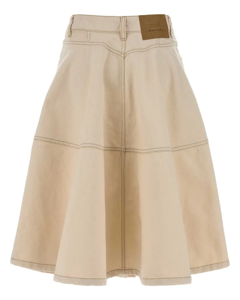 AMI Paris Women's Melange Ivory Denim Skirt Ecru Exterior: Cotton Gonne Beige