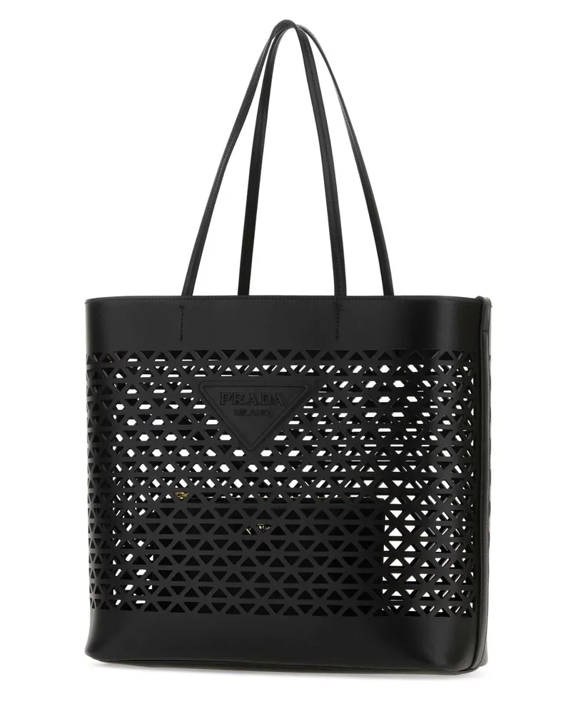 Prada Women's Black Leather Shopping Bag Nero Exterior: Borse A Mano Black