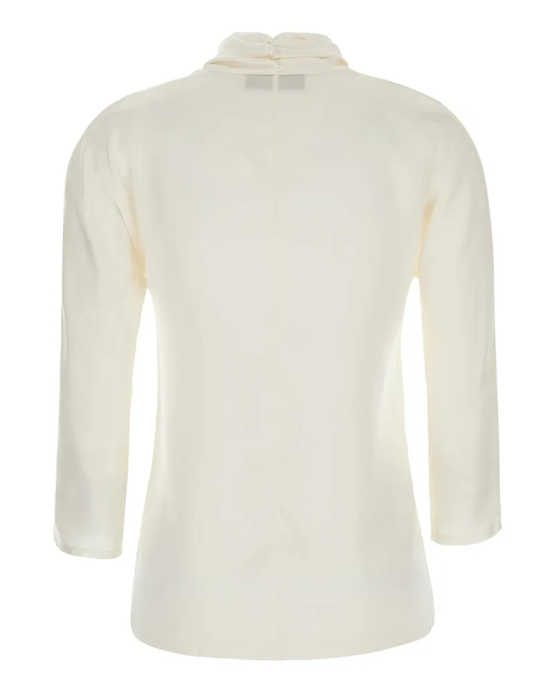 Jucca Women's Silk Top With Bow Detail, White Blouses Shirt White