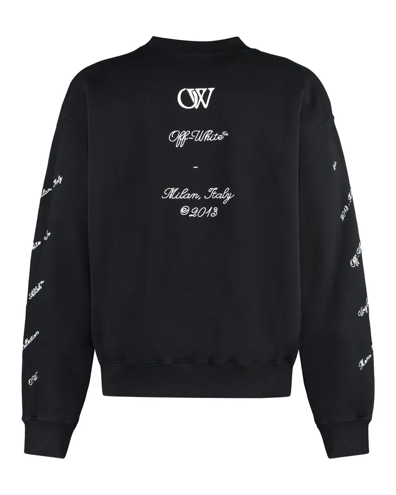 OFF-WHITE Men's Cotton Crew-Neck Sweatshirt Black General Crocodile Skin Sweatshirts Sweater Black