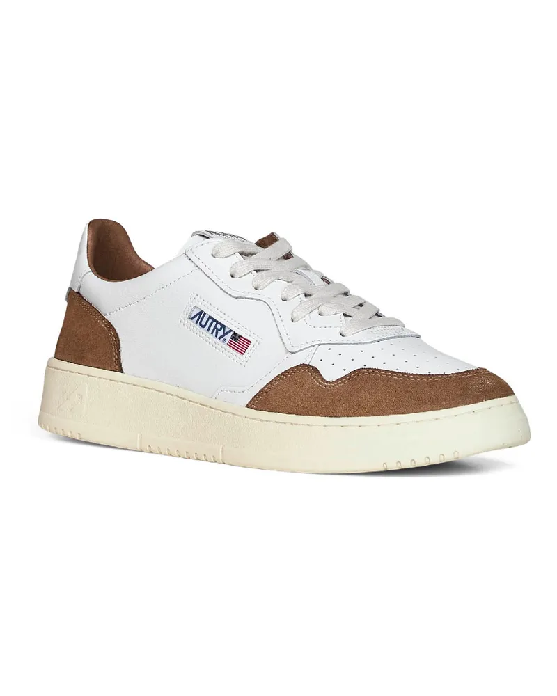 AUTRY Men's Sneakers Medalist Low White-Tobacco Leather Calf Trainers White