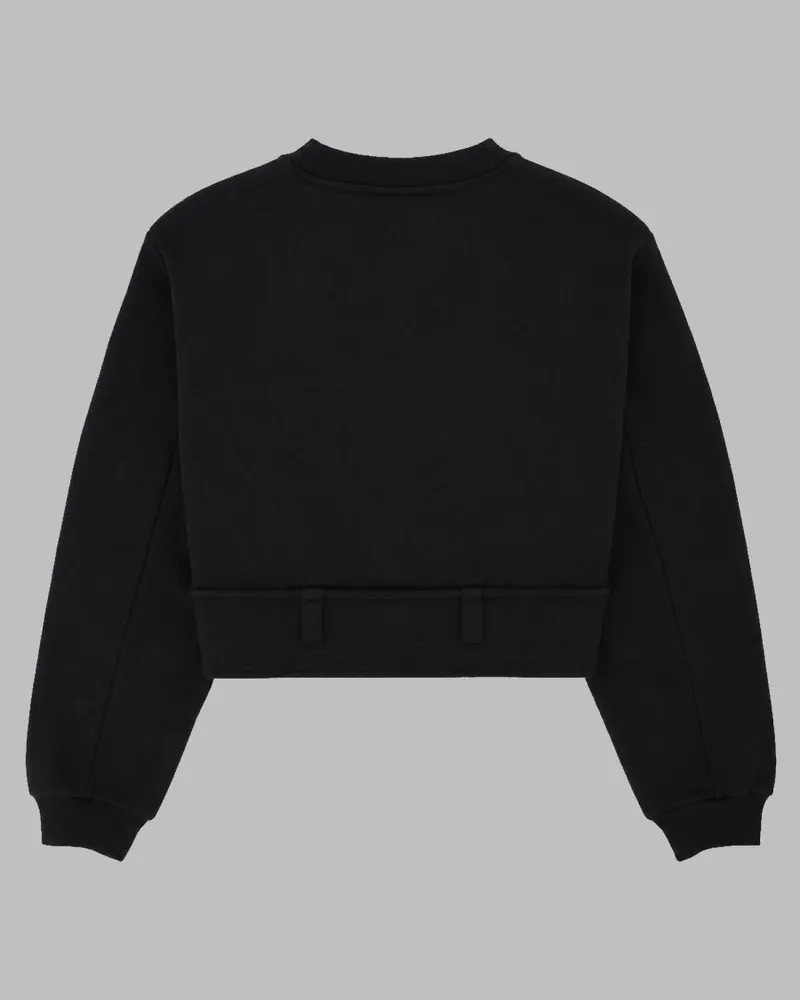 Dries van Noten Cropped Drawstring Cotton Sweatshirt — Black Black