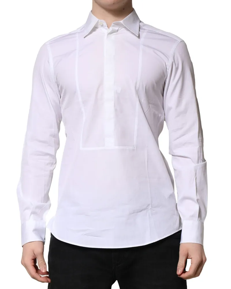 Dolce & Gabbana White Poplin Cotton Formal Men Dress Shirt White