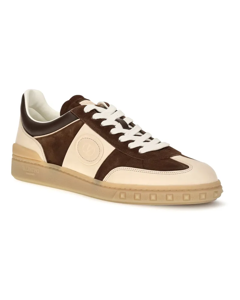 Valentino Garavani Men's Upvillage Suede And Nappa Calfskin Sneakers Bark Brown-Bark Brown-Betulla-Betulla-Am Upper: Suede; Sole: Rubber Brown/bark Brown/betulla/betulla/am Brown