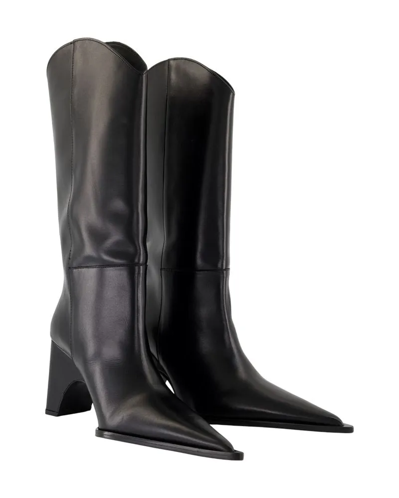 COPERNI Women's Cowboy Bridge Ankle Boots -  Leather Black Calfskin Shoes Ankle-Boots Black