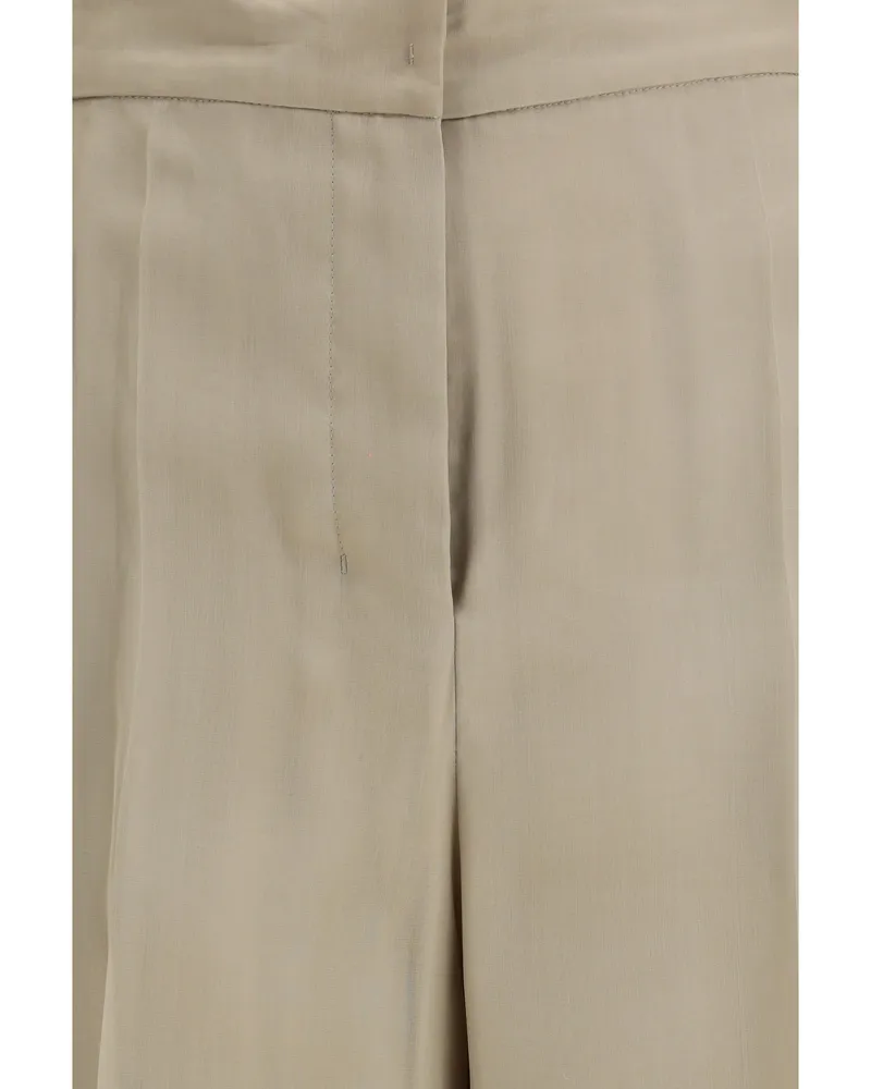 Max Mara Women's Silk Pants Sand Trousers Beige