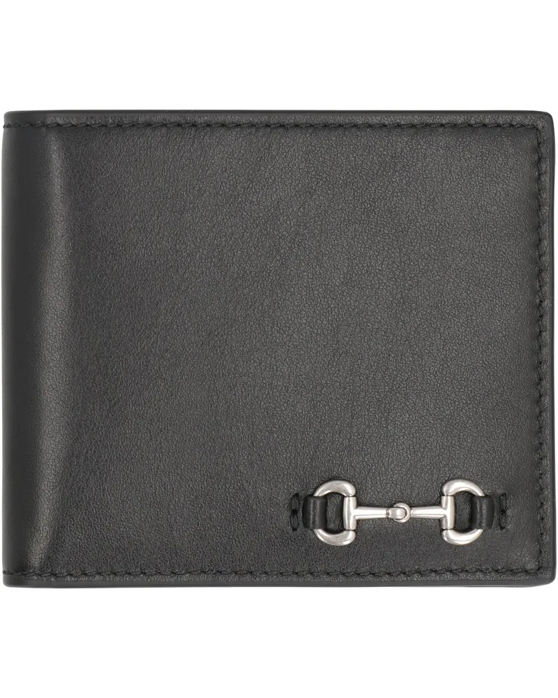 Gucci Men's Bi-Fold Wallet With Clip Black Calfskin & Cardholders Black
