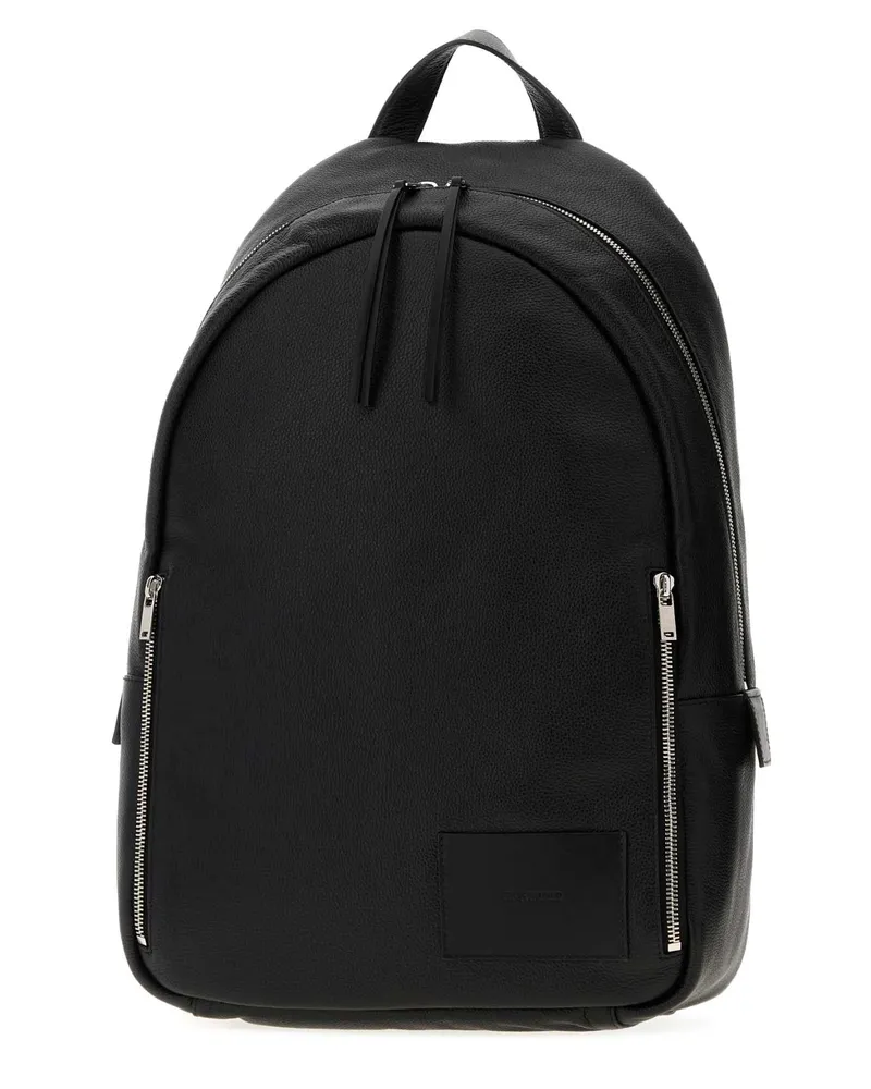 Jil Sander Men's Black Leather Backpack 001 Zaini Black