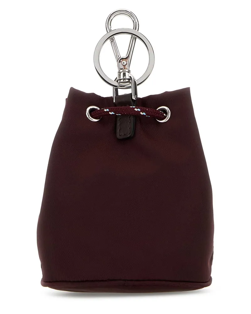 Prada Men's Burgundy Fabric Key Ring Bordeaux Portachiavi Keychains Burgundy