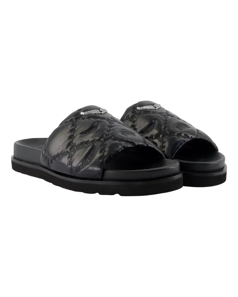 Zadig & Voltaire Women's Teddy Bare Vintage Slides -  Leather Black Calfskin Shoes Flat-Shoes Black