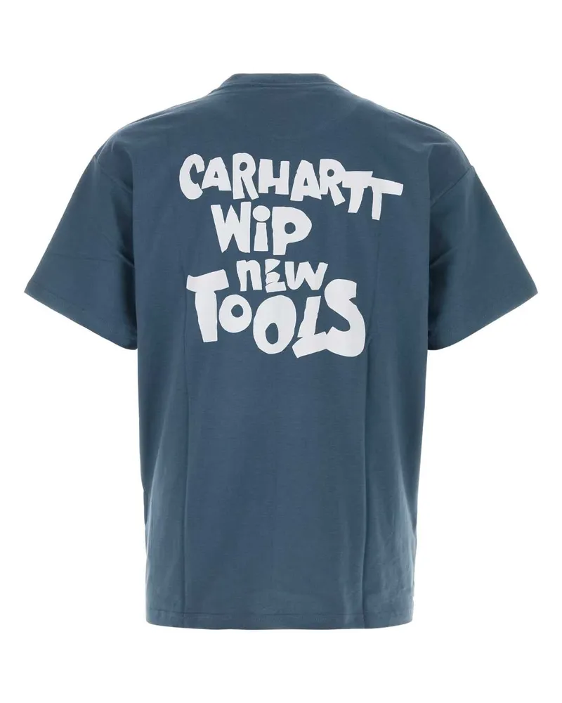 Carhartt WIP Logo-Embroidered Organic Cotton T-Shirt — Blue Blue