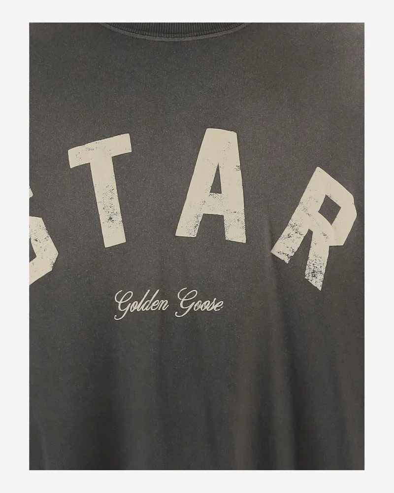 Golden Goose Men's T-Shirt Vintage-Effect Cotton Dark Grey T-Shirts And Polos Gray
