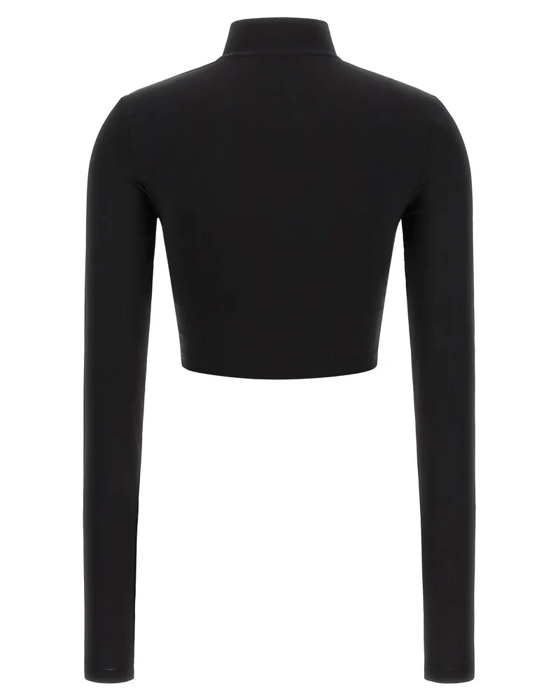 OFF-WHITE Logo-Print Stretch Jersey Crop Top — Black Black
