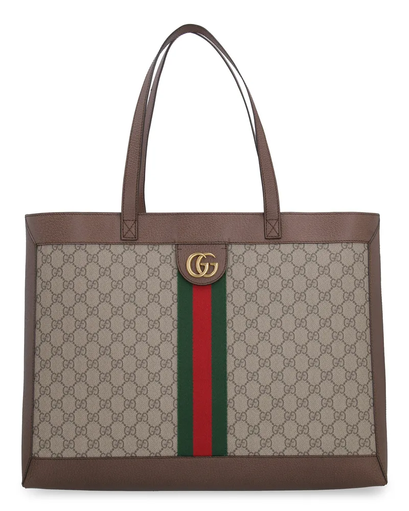Gucci Men's Ophidia Gg Supreme Fabric Tote Bag Beige Calf Beige