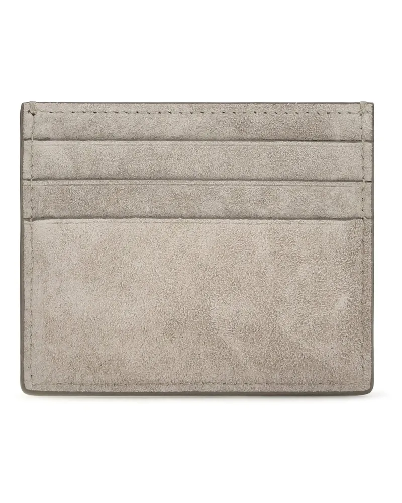 Brunello Cucinelli Women's Suede Card Holder Ice Calf Leather Bos Taurus Wallet Beige