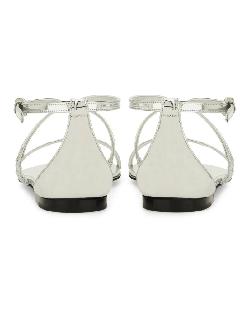 Alexander McQueen Strappy Metallic Sandal — Silver Silver