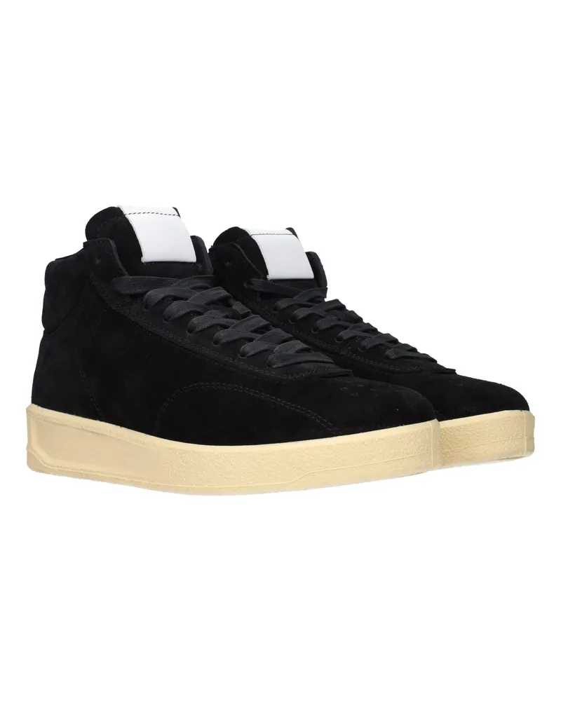 Jil Sander Men's Black Leather High Top Sneakers Black