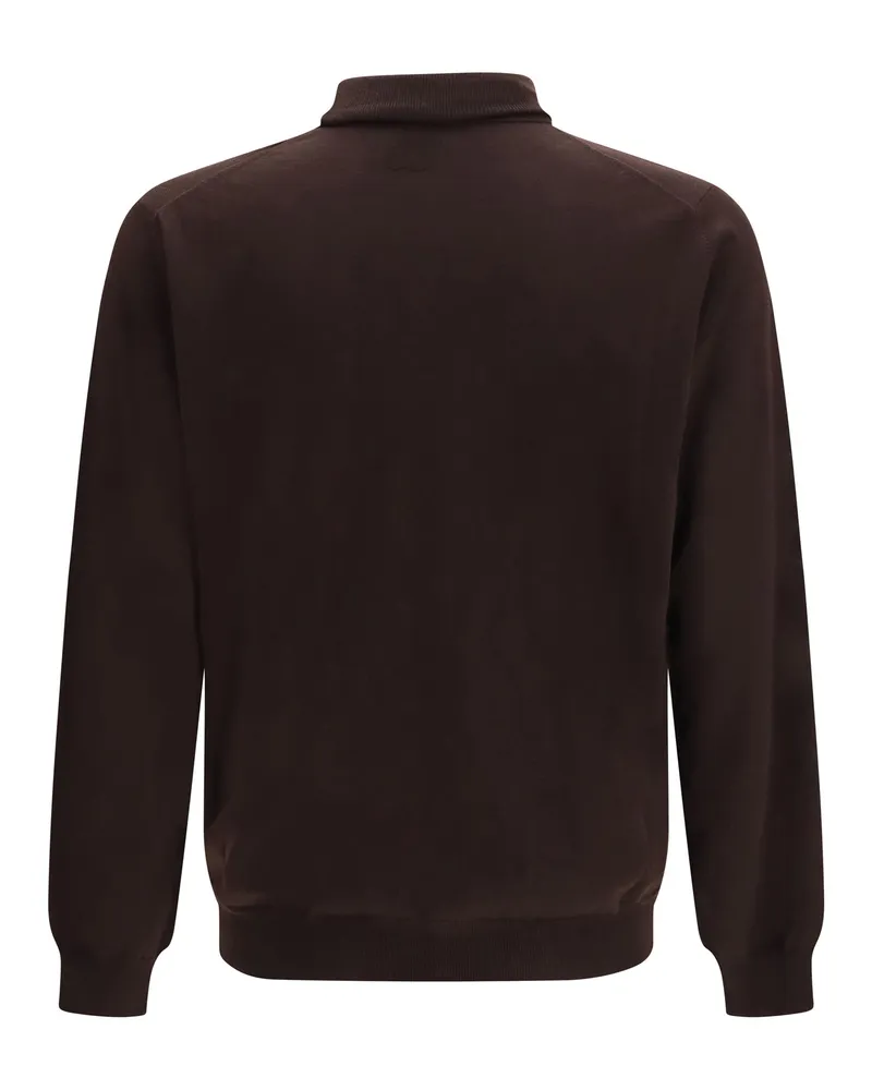 LARDINI Turtleneck Fleece Wool Sweater — Brown Brown