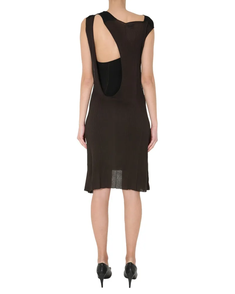 Bottega Veneta Cotton-Silk Blend Midi Dress — Brown Brown