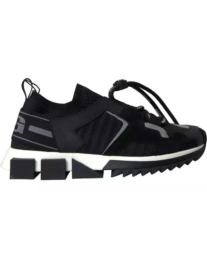 Dolce & Gabbana Black White Logo Sorrento Mens Sneakers Shoes And Cotton Black