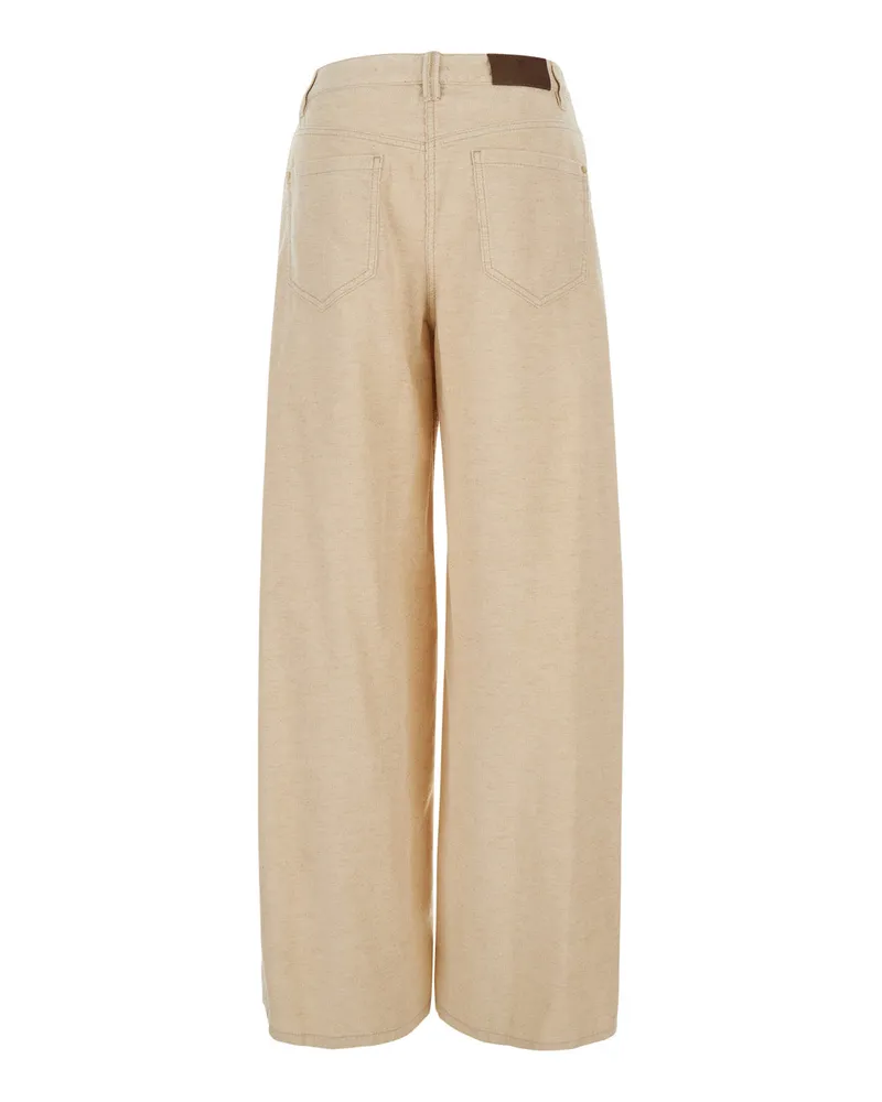 Brunello Cucinelli Cotton and Linen Trousers — Beige Beige