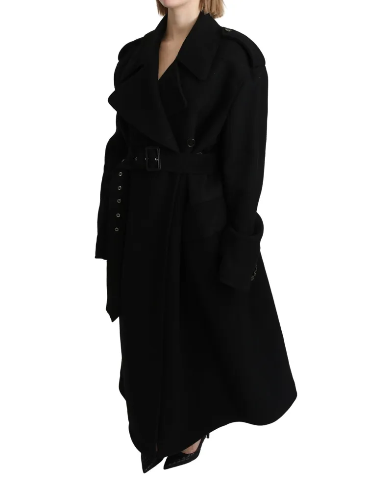 Dolce & Gabbana Women's Virgin Wool Black Blazer Trenchcoat Jacket Clothing Black