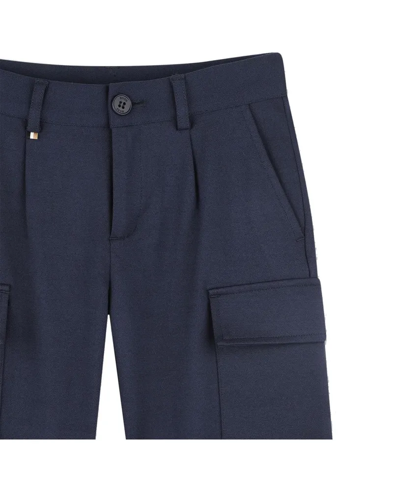 HUGO BOSS Viscose Blend Bermuda Shorts — Blue Blue