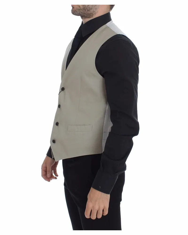 Dolce & Gabbana Silk Blend Dress Vest — Beige Beige