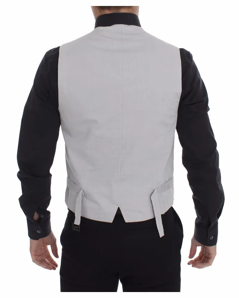 Dolce & Gabbana Men Beige Silk Blend Dress Formal Vest Gilet Cotton Beige