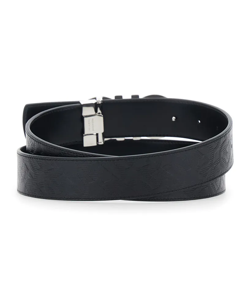 Ferragamo Men's Reversible Leather Belt, Black Calf Black