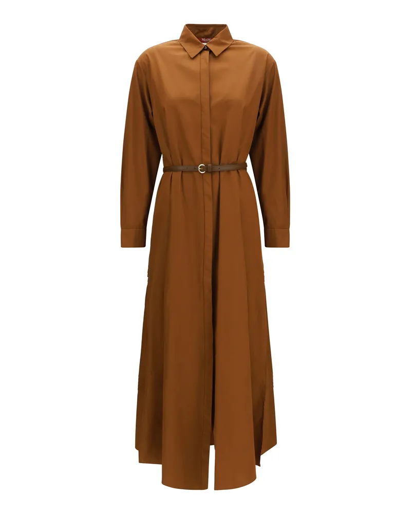 Max Mara Women's Shirt Dress Cotton Satin Clay Brown