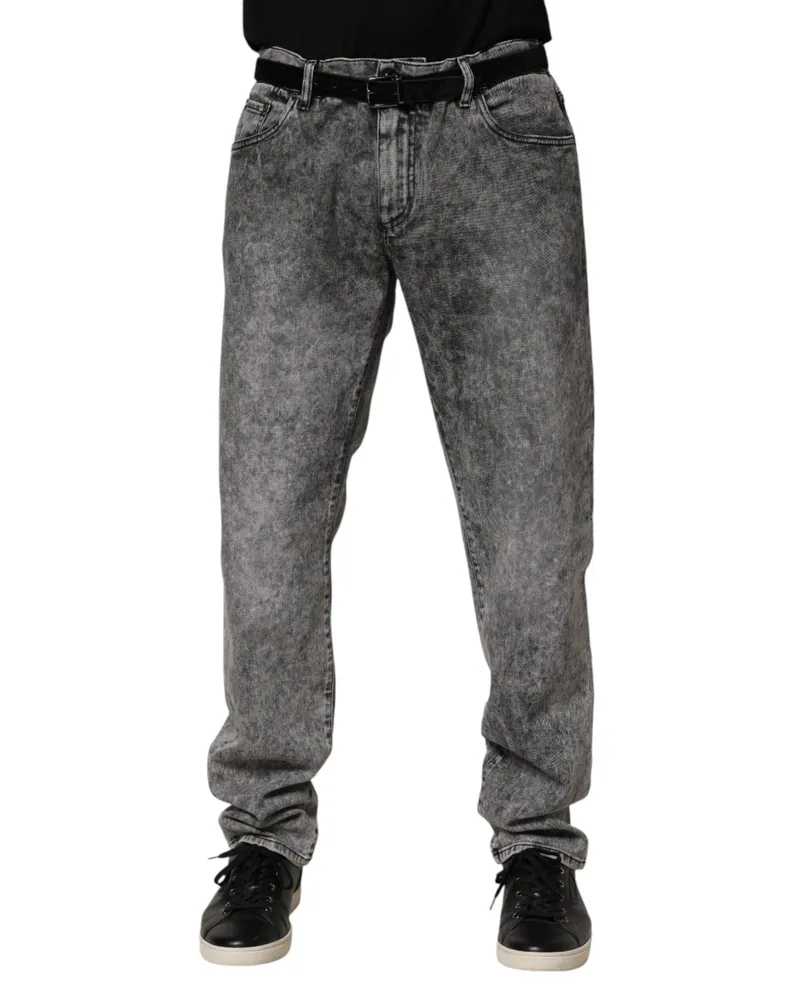Dolce & Gabbana Men's Gray Cotton Straight Leg Denim Trouser Jeans Elastane Gray