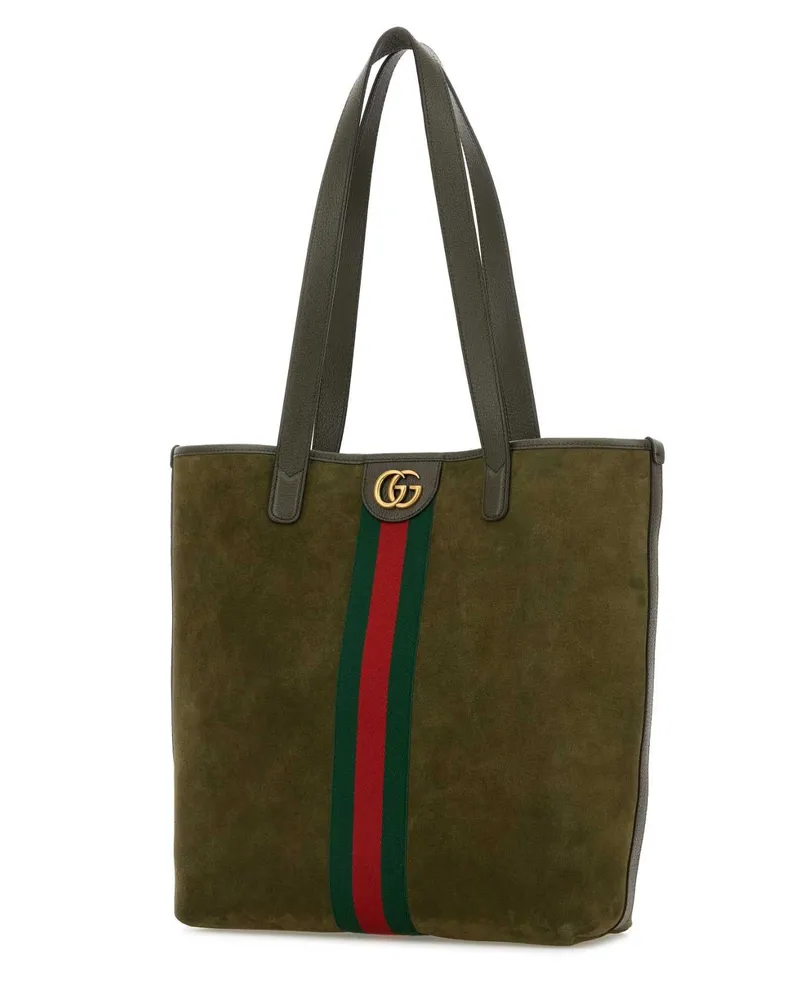 Gucci Men's Olive Green Suede Ophidia Shopping Bag Borse A Mano Green