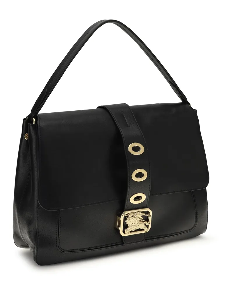 Burberry Women's Medium Rider Handbag Black Lamb Ovis Aries Handbags Hand Bags Black