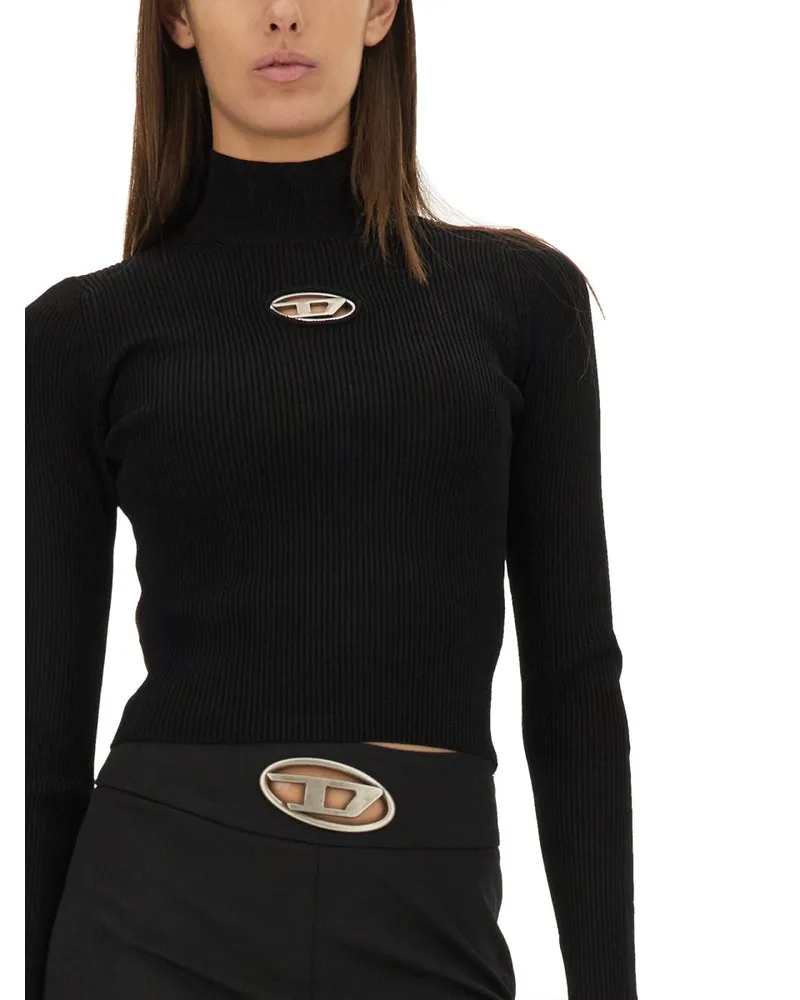 Diesel Viscose Blend Jersey Top — Black Black