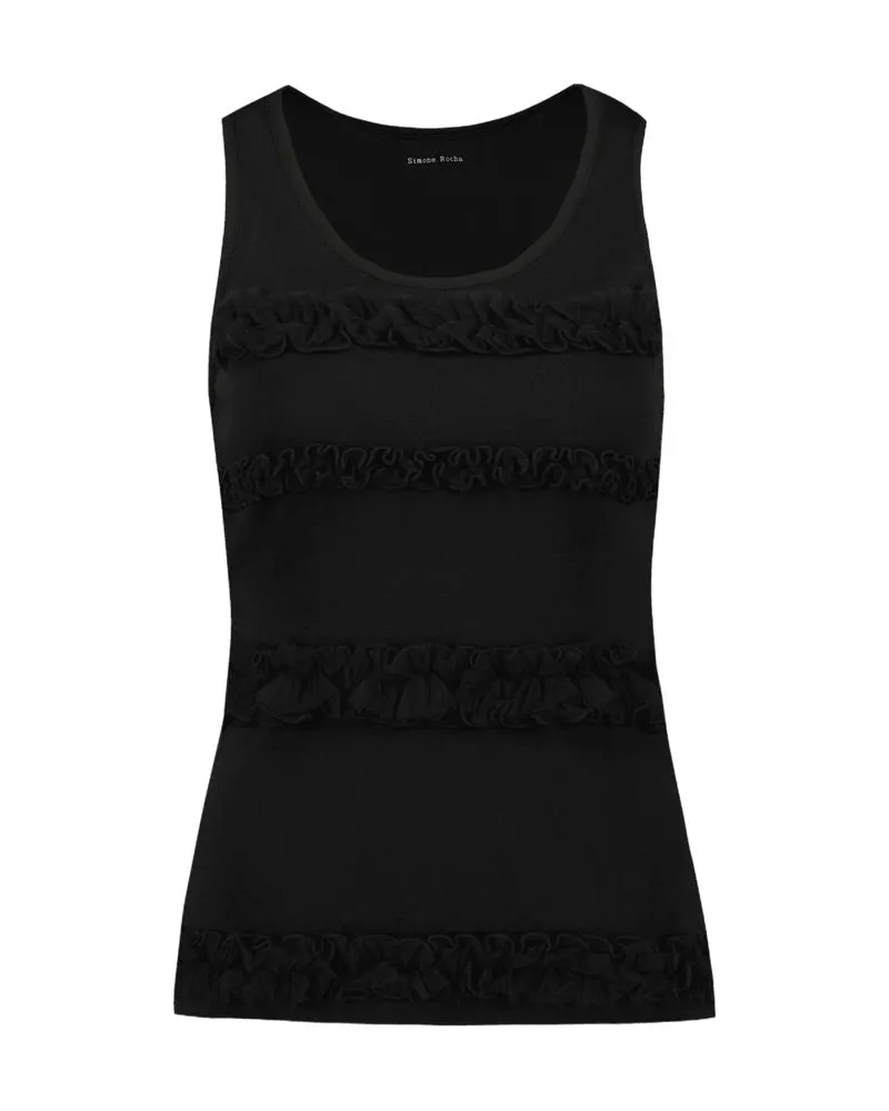 Simone Rocha Women Fitted Ruffle Frill T-Shirt -  Cotton Black Concept-Store Ready-To-Wear Black