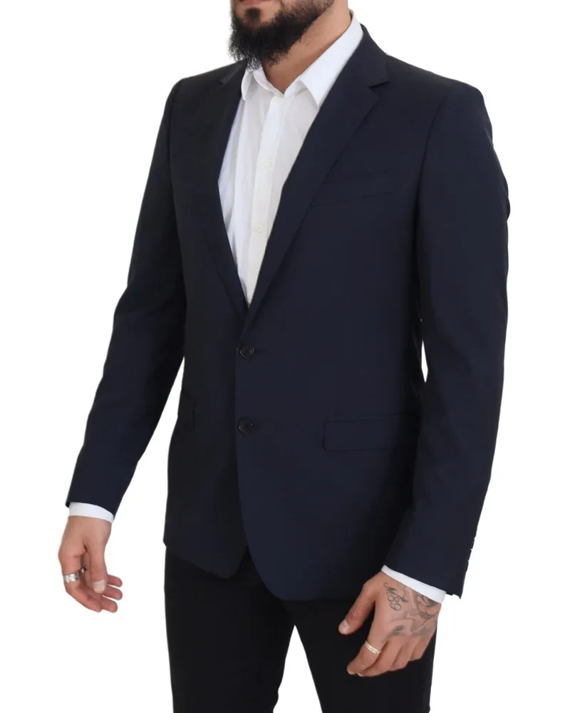 Dolce & Gabbana Men's Dark Blue Wool Single Breasted Martini Blazer Virgin Clothing Navy