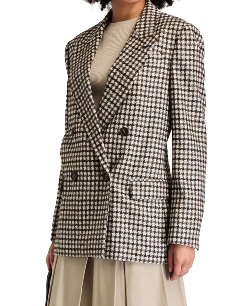 Brunello Cucinelli Women Brown Alpaca Leather Blazer Clothing Brown