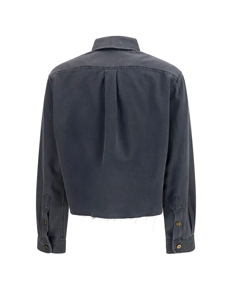Miu Miu Women Gray Denim Shirt Gray
