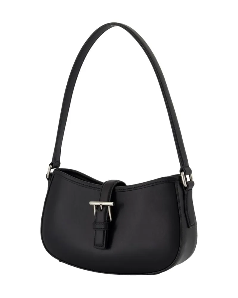 Alexander McQueen Women's T Bar Mini Shoulder Bag -  Leather Black Calfskin Shoulder-Hobo-Bags Black