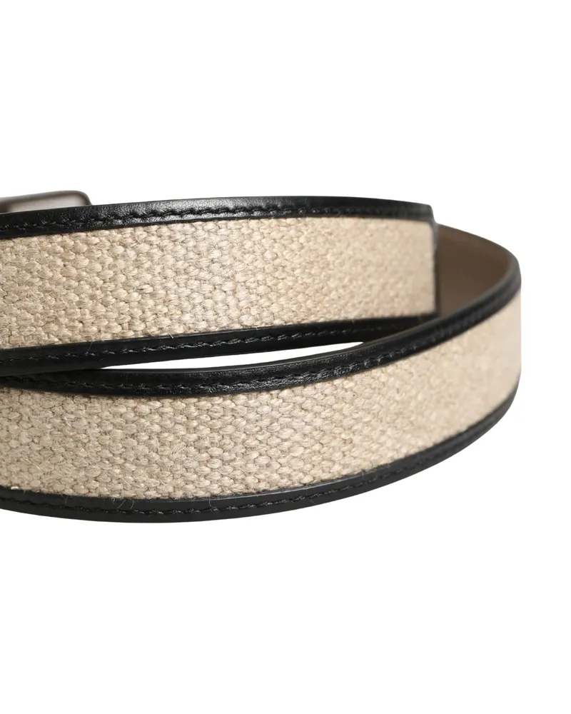 Dolce & Gabbana Woven Linen and Calf Leather Belt — Beige Beige