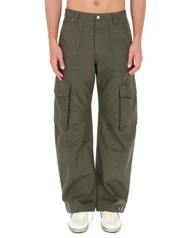 Golden Goose Cotton-Blend Cargo Pants — Green Green