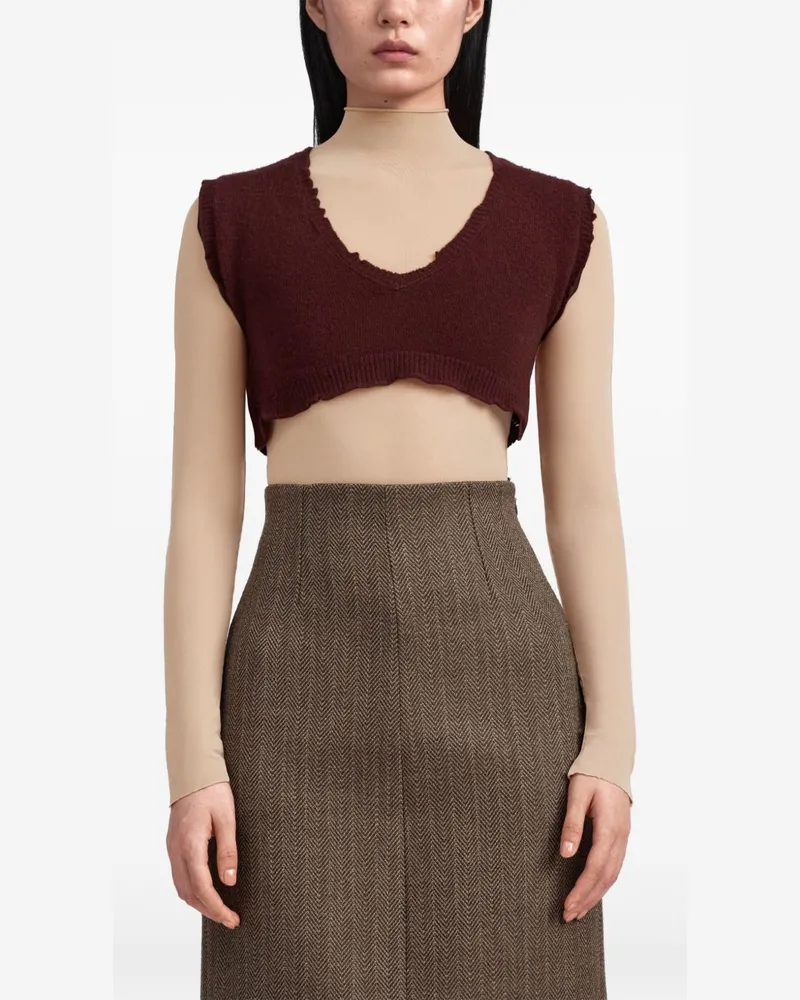 Maison Margiela Distressed Wool Knit Tank Top — Bordeaux Bordeaux