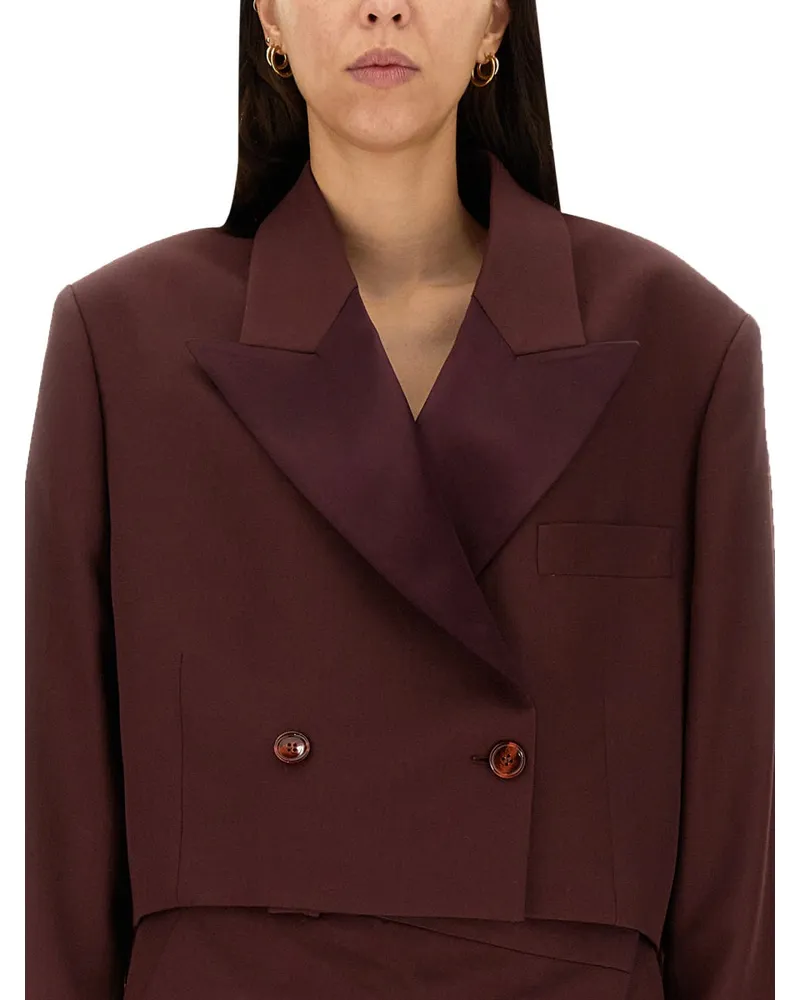 Acne Studios Wool-Blend Peaked Lapel Jacket — Bordeaux Bordeaux