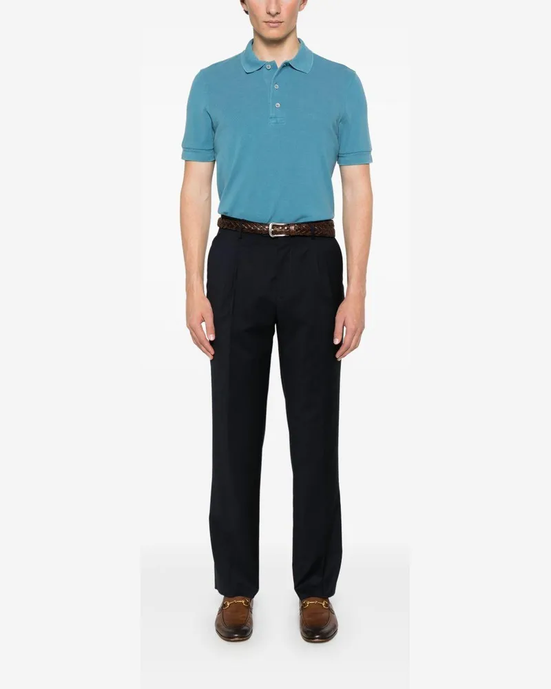 Tom Ford Men's Polo Shirt Faded Blue Lyocell T-shirts And Polos Blue