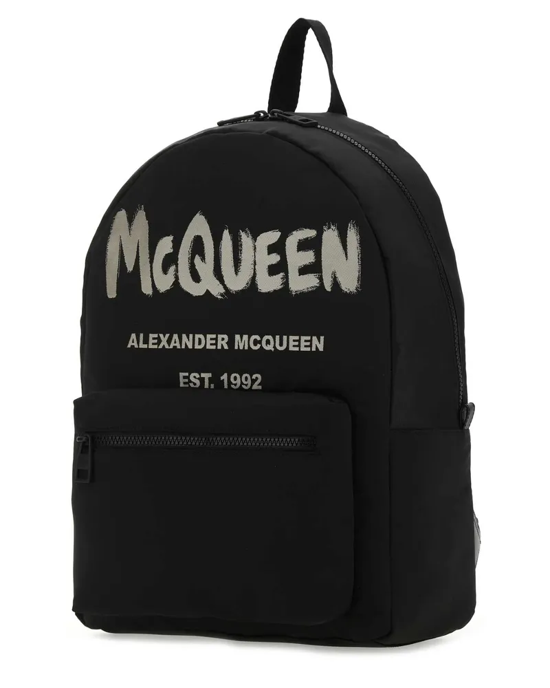 Alexander McQueen Men's Black Canvas Metropolitan Backpack 1073 Zaini Black